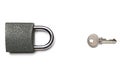 Lock isolated on white background. Security concept with metal lock pad with key Royalty Free Stock Photo