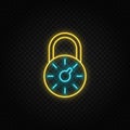lock, key, code neon icon. Blue and yellow neon vector icon Royalty Free Stock Photo