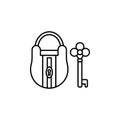 lock, key, family line icon on white background Royalty Free Stock Photo