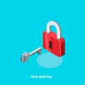 Lock and key, isometric image