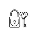 lock, key line icon. Elements of valentines day illustration icons. Signs, symbols can be used for web, logo, mobile app, UI, UX Royalty Free Stock Photo