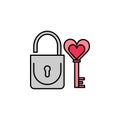 lock, key line icon. Elements of valentines day illustration icons. Signs, symbols can be used for web, logo, mobile app Royalty Free Stock Photo