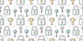 Lock and Key Pattern on White Background for Security Themed Designs and Protection Concepts Royalty Free Stock Photo