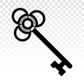 Lock key vector line art icon on a transparent background