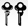 Lock key vector line art icon on a transparent background