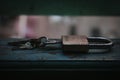 Lock with the keys on a window Royalty Free Stock Photo