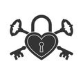 Lock heart shaped and two keys