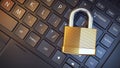 Lock on the laptop keyboard. Data protection. Royalty Free Stock Photo