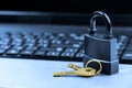 Lock on laptop keyboard Royalty Free Stock Photo