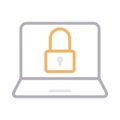 Lock laptop thin line color vector icon