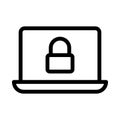 Lock laptop vector thin line icon Royalty Free Stock Photo