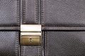 Lock leather briefcase. Skin texture