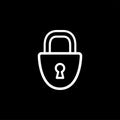 Lock Line Icon On Black Background. Black Flat Style Vector Illustration Royalty Free Stock Photo