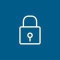 Lock Line Icon On Blue Background. Blue Flat Style Vector Illustration Royalty Free Stock Photo