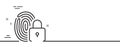 Lock line icon. Fingerprint access sign. Minimal line pattern banner. Vector