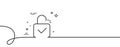 Lock line icon. Padlock approved sign. Continuous line with curl. Vector Royalty Free Stock Photo