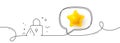 Lock line icon. Padlock warning sign. Continuous line with 3d star. Vector