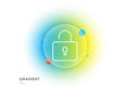 Lock line icon. Private locker sign. Gradient blur button. Vector