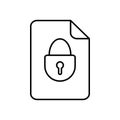 Lock line icon. Protected document sign. Padlock file symbol. Quality design element. Line style lock icon. Editable Royalty Free Stock Photo