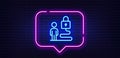 Lock line icon. Security access sign. Neon light speech bubble. Vector Royalty Free Stock Photo