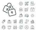 Lock line icon. Wedding padlock sign. Salaryman, gender equality and alert bell. Vector