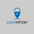 LOCK AND LOCATION BLUE VECTOR LOGO DESIGN TEMPLATE WALLPAPER