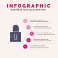 Lock, Locked, School Solid Icon Infographics 5 Steps Presentation Background Royalty Free Stock Photo