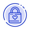 Lock, Locker, Heart, Heart Hacker, Heart Lock Blue Dotted Line Line Icon