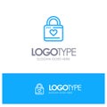 Lock, Locker, Heart, Heart Hacker, Heart Lock Blue Outline Logo Place for Tagline