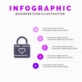 Lock, Locker, Heart, Heart Hacker, Heart Lock Solid Icon Infographics 5 Steps Presentation Background Royalty Free Stock Photo
