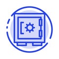 Lock, Locker, Security, Secure Blue Dotted Line Line Icon