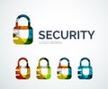 Lock logo design made of color pieces