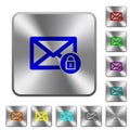 Lock mail rounded square steel buttons Royalty Free Stock Photo