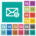 Lock mail square flat multi colored icons