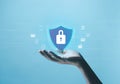 lock mark secure data, from information technology digital, viruses cyber, protect attacks from a hacker, crime. concept of