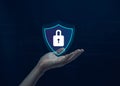 lock mark secure data, from information technology digital, viruses cyber, protect attacks from a hacker, crime. concept of