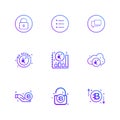 lock , menu , message , we accept , graph , rate , cloud , unlock , 9 eps icons set vector Royalty Free Stock Photo