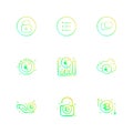lock , menu , message , we accept , graph , rate , cloud , unlock , 9 eps icons set vector Royalty Free Stock Photo