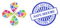 Safe Secure Distress Stamp and Lock Bright Rotation Flower Cluster
