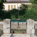 Lock on Naviglio Martesana canal in Lombardy, Italy