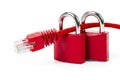 Lock and network cable Royalty Free Stock Photo