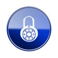 Lock off icon glossy blue. Royalty Free Stock Photo
