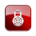 Lock off icon glossy red.. Royalty Free Stock Photo