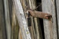 Lock on an old wooden barn door Royalty Free Stock Photo