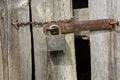 Lock on an old wooden barn door Royalty Free Stock Photo