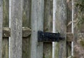 Lock on an old wooden fence