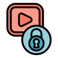 Lock online video icon vector flat Royalty Free Stock Photo