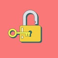 Lock open in flat style. Royalty Free Stock Photo