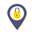 Lock pad location map pin pointer icon. Element of map point for mobile concept and web apps. Icon for website design and app deve Royalty Free Stock Photo