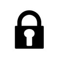 Lock padlock, keyhole symbol flat black line icon, Vector Illustration